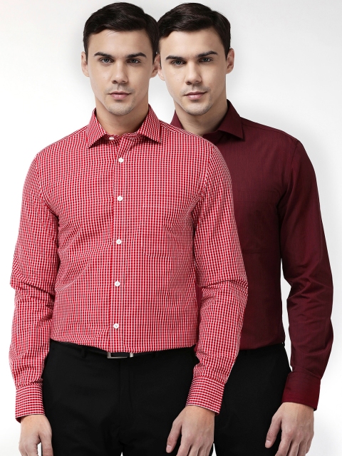 

Marks & Spencer Men Pack Of 2 Slim Fit Formal Shirts, Maroon
