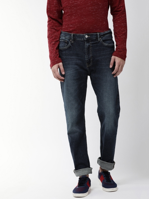 

Marks & Spencer Men Navy Blue Straight Fit Mid-Rise Clean Look Stretchable Jeans