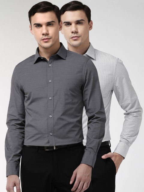 

Marks & Spencer Men Pack Of 2 Slim Fit Formal Shirts, Charcoal