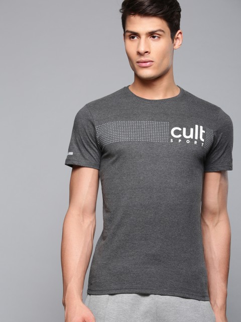 

Cultsport Men Charcoal Grey Printed Round Neck T-shirt