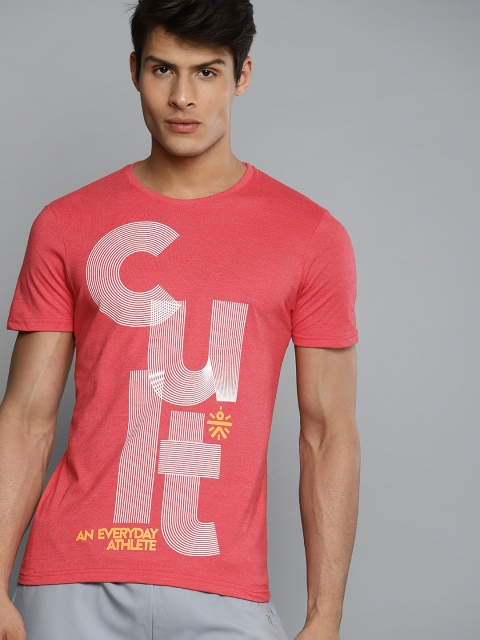 

Cultsport Men Coral Red Printed Round Neck T-shirt