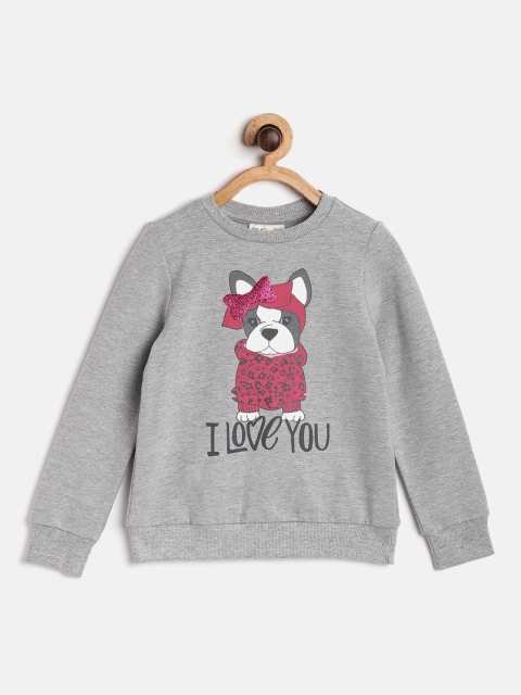 

OVS Girls Grey Melange Printed Sweatshirt
