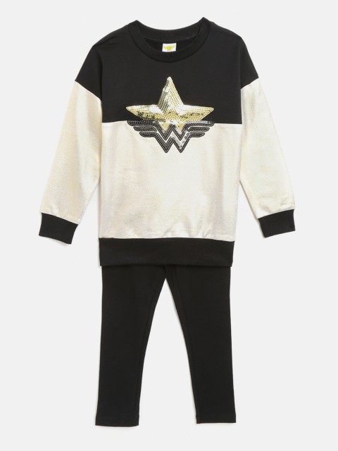 

OVS Girls Black & Golden Sequinned Sweatshirt with Leggings