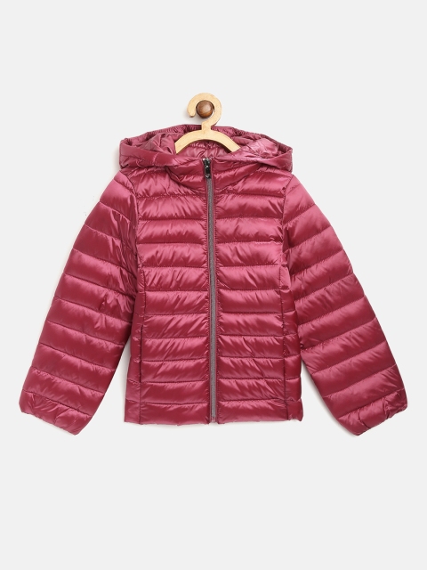 

OVS Girls Burgundy Solid Hooded Puffer Jacket