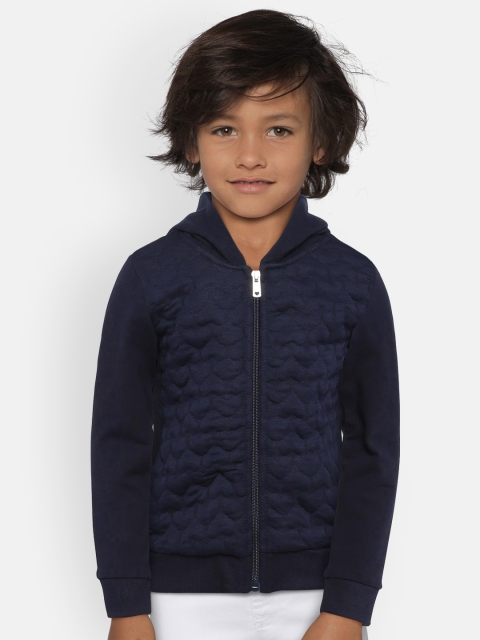 

OVS Girls Navy Blue Self Design Hooded Sweatshirt