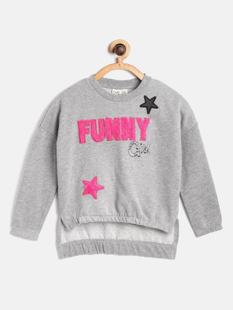 

OVS Girls Grey Melange Self-Design Sweatshirt