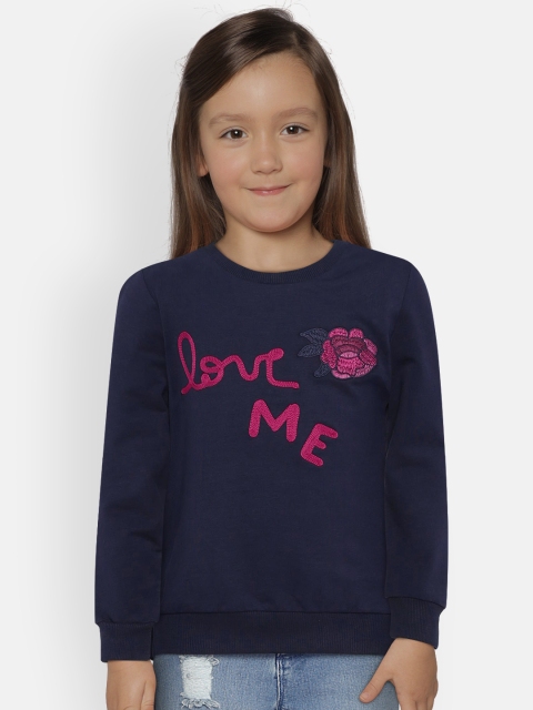 

OVS Girls Navy Blue Self Design Sweatshirt