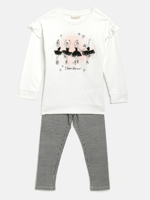 

OVS Girls White & Black Printed Top with Pyjamas