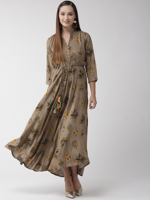 

RANGMAYEE Women Beige & Mustard Yellow Printed Maxi Dress