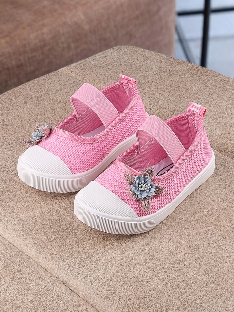 

Walktrendy Girls Pink Slip-On Sneakers