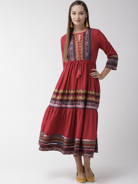 

RANGMAYEE Women Maroon Printed A-Line Dress