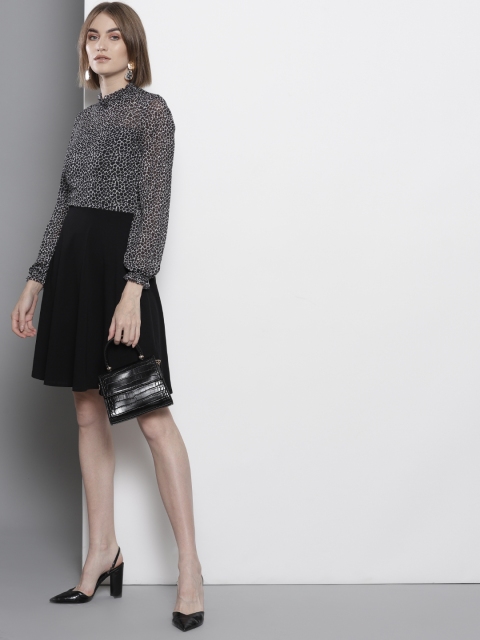 

DOROTHY PERKINS Women Black & White Printed A-Line Dress