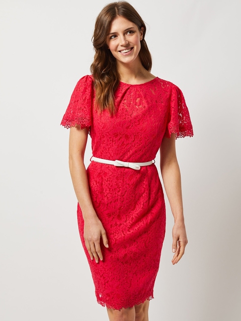 

DOROTHY PERKINS Women Red Lace Sheath Dress