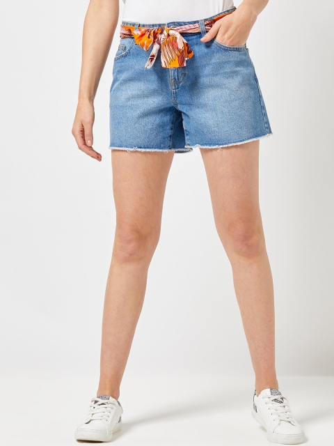 

DOROTHY PERKINS Women Blue Washed Regular Fit Denim Shorts