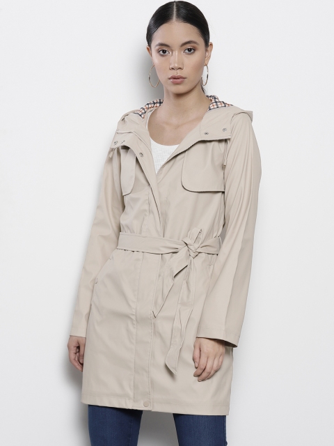 

DOROTHY PERKINS Women Beige Solid Hooded Tailored Jacket
