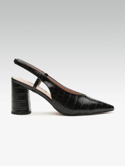 

DOROTHY PERKINS Women Black Croc-Textured Pumps