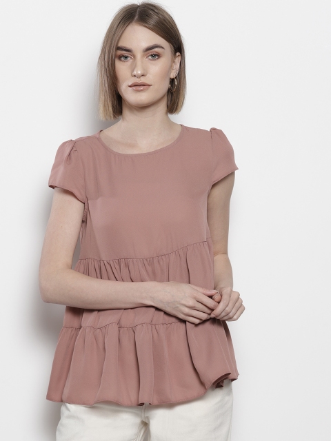 

DOROTHY PERKINS Women Mauve Solid Tiered Top