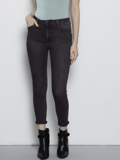 

DOROTHY PERKINS Women Charcoal Grey Skinny Fit Mid-Rise Clean Look Petite Stretchable Jeans