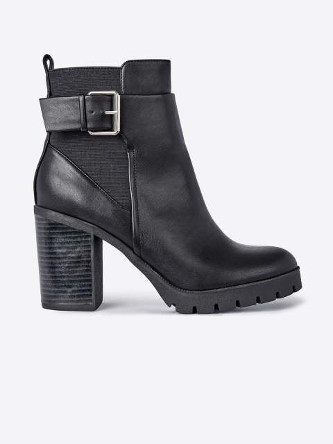 

DOROTHY PERKINS Women Black Solid Mid-Top Heeled Boots
