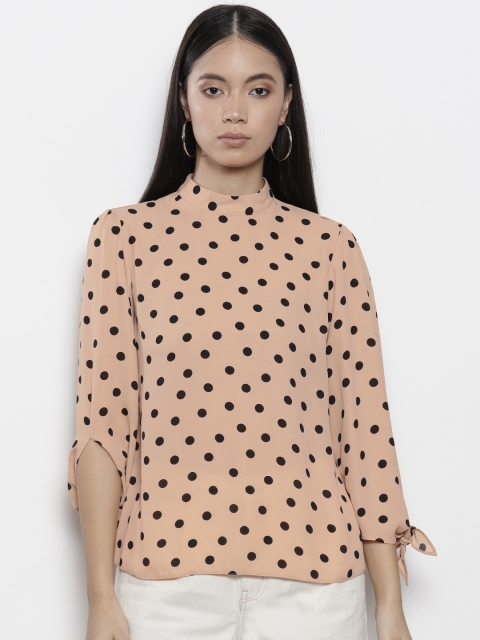 

DOROTHY PERKINS Women Peach-Coloured & Black Printed Top