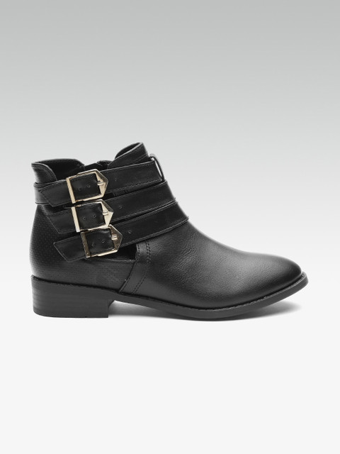 

DOROTHY PERKINS Women Black Solid Mid-Top Flat Boots