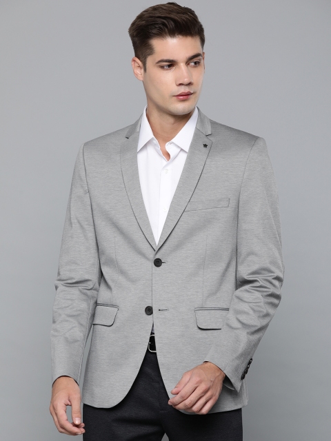 

Louis Philippe Men Grey Melange Solid Super-Slim Fit Single-Breasted Casual Blazer