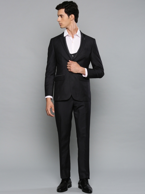 

Louis Phillipe Men Black Solid Slim Fit Single-Breasted Wedding Suit