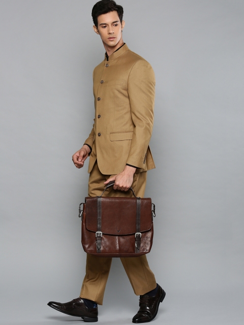 

Louis Philippe Icon Men Khaki Self Design Slim Fit Single-Breasted Bandhgala Suit