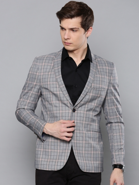 

Louis Philippe Sport Men Grey & White Self-Checked Single-Breasted Casual Blazer