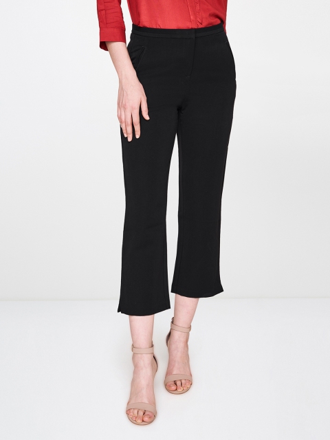 

AND Women Black Slim Fit Cropped Trousers