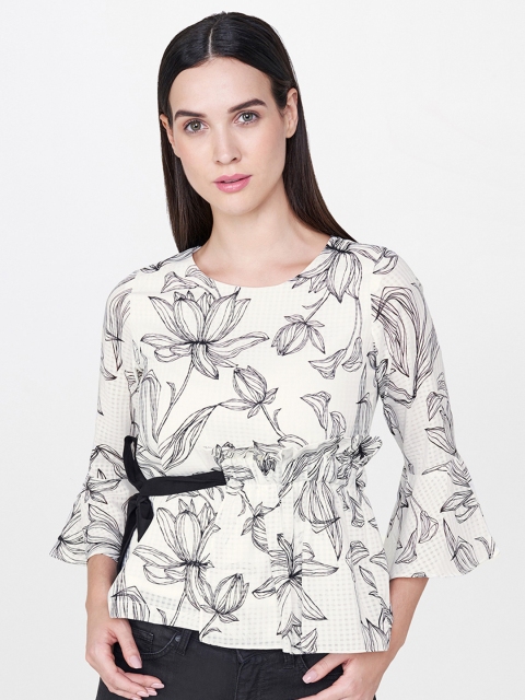 

AND Women White Printed Regular Top