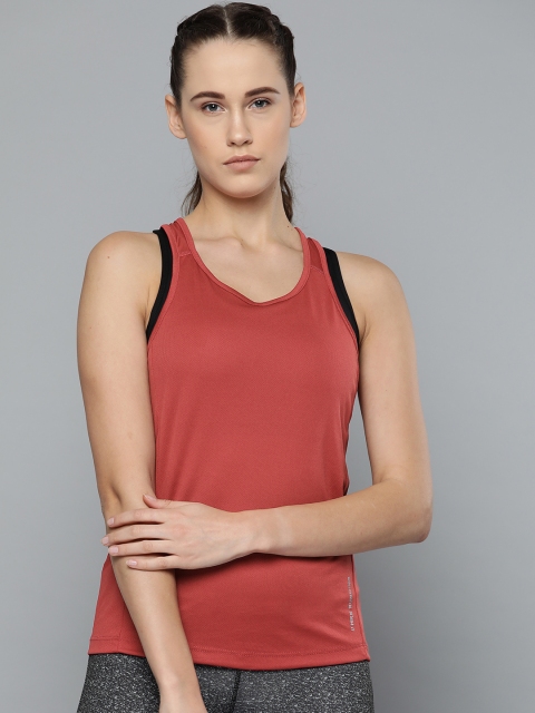 

HRX by Hrithik Roshan Women Rust Orange Solid Running Tank Top