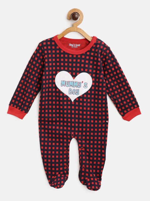 

Moms Love Infant Boys Navy Blue & Red Geometric Print Cotton Sleepsuit