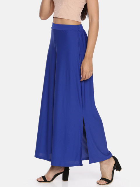 

AND Women Blue Solid Flared Palazzos