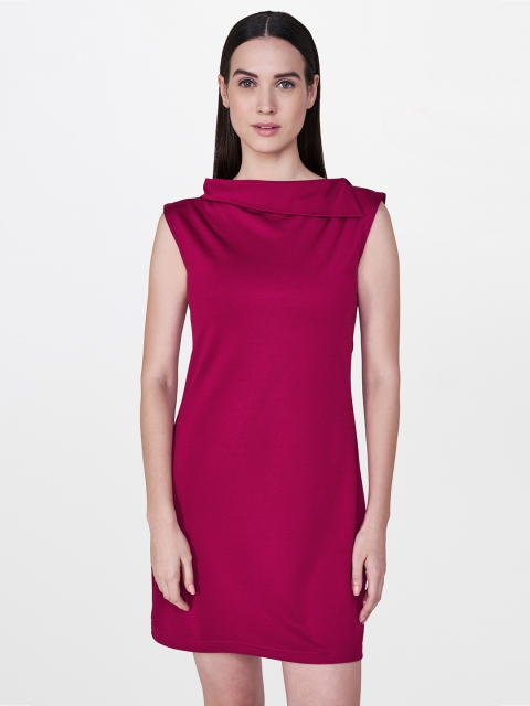 

AND Women Pink Solid Sheath Dress