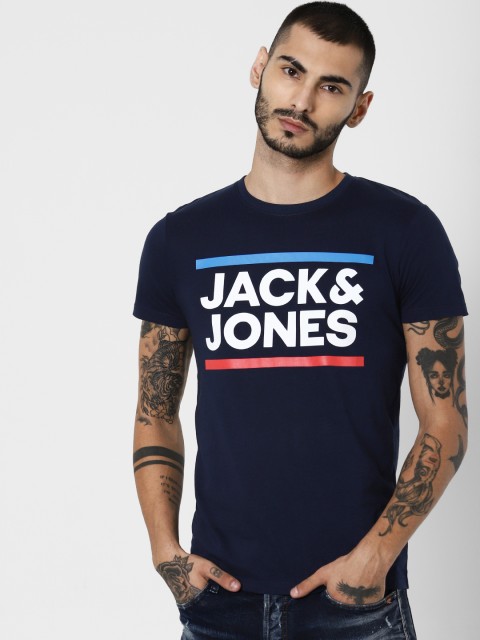 

Jack & Jones Men Navy Blue Printed Round Neck T-shirt