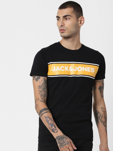 

Jack & Jones Men Black Printed Round Neck T-shirt