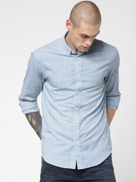 

Jack & Jones Men Blue & White Slim Fit Checked Casual Shirt