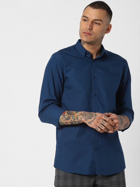 

Jack & Jones Men Navy Blue Slim Fit Solid Casual Shirt