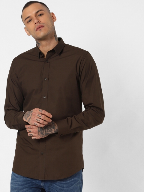 

Jack & Jones Men Brown Slim Fit Solid Casual Shirt