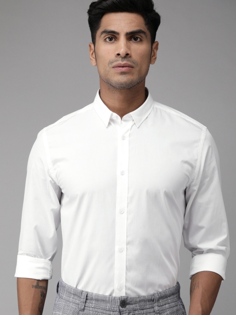 

Jack & Jones Men White Slim Fit Solid Casual Shirt