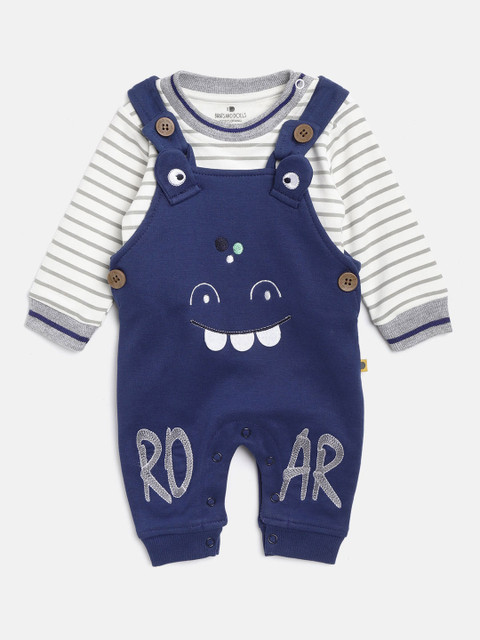

BRATS AND DOLLS Unisex White & Blue Striped Sweatshirt with Dungarees
