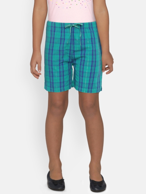 

Zalza Girls Green & Blue Checked Lounge Shorts