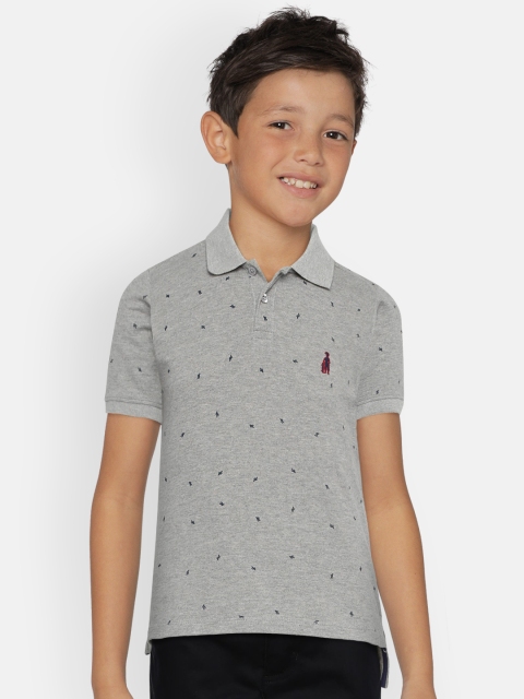 

Zalza Boys Grey Printed Polo Collar T-shirt