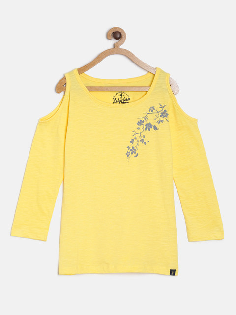 

Zalza Girls Yellow Printed Top
