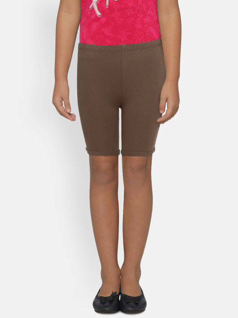 

Zalza Girls Brown Solid Sustainable Lounge Shorts