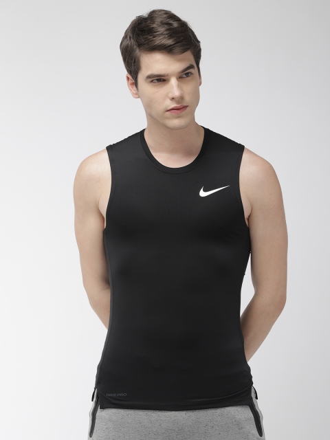 

Nike Men Black Solid Tight Fit AS NP TOP SL DRI-FIT Round Neck Training T-shirt