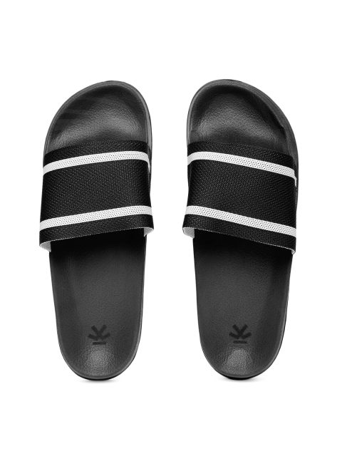 

WROGN Men Black Striped Sliders