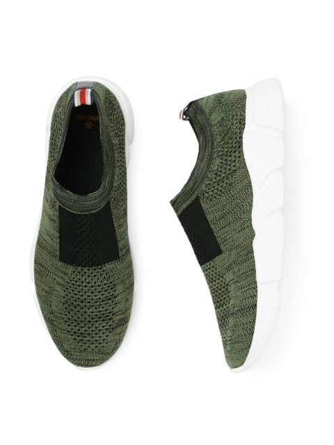 

WROGN Men Olive Green Slip-On Sneakers