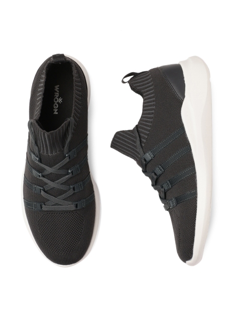 

WROGN Men Charcoal Grey Solid Sneakers